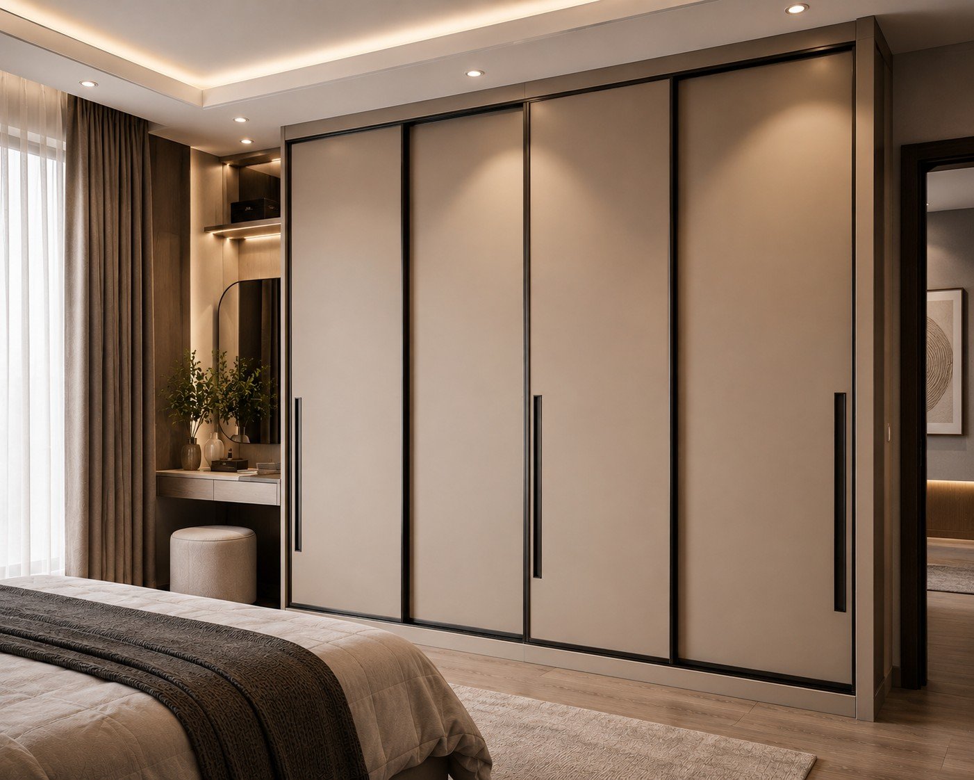 Sophisticated wardrobe layout